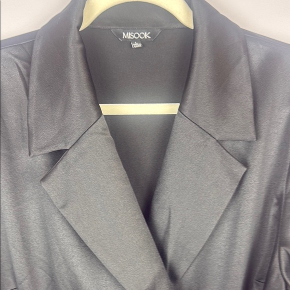 Misook Black Crepe Side-Tie Wrap Blazer Size Large - Picture 6 of 11